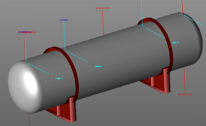 Figure 5: (b) numerical model of horizontal-cylindrical industrial pressure vessel (Diamanti et al. 2011)