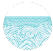 Figure 5: (c) FE model for the solution of the hydrodynamic problem in horizontal-cylindrical containers (Karamanos et al. 2009)