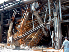 Figure 6: (a) Damage of industrial piping support (Kocaeli 1999)